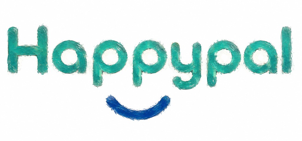 HappyPal wordmark with impasto paint texture